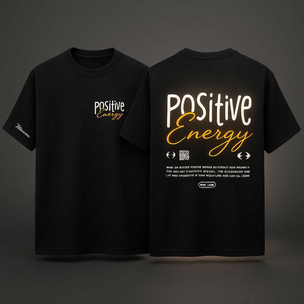 Black Oversized “Positive Energy” Graphic Tee – Unisex Streetwear
