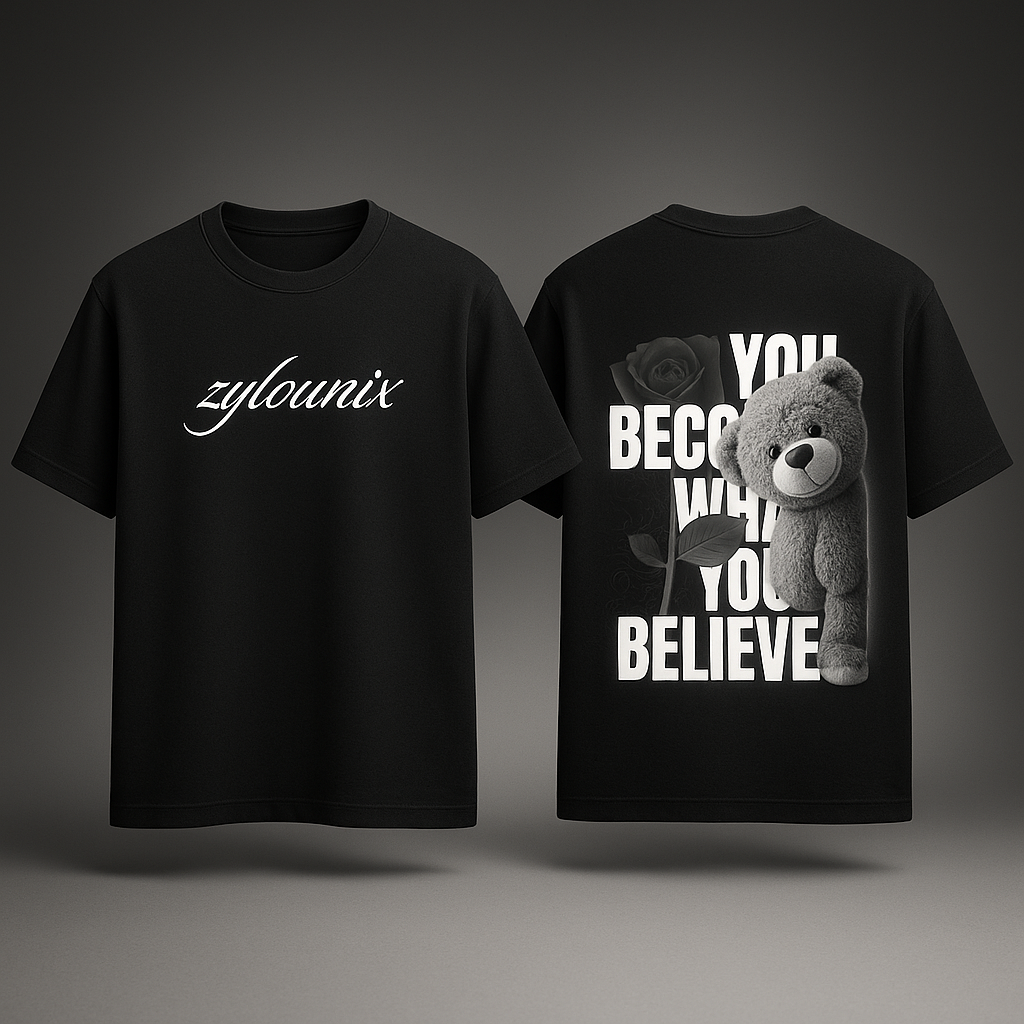 Bear & Rose T-Shirt – Streetwear Graphic Tee for Men & Women